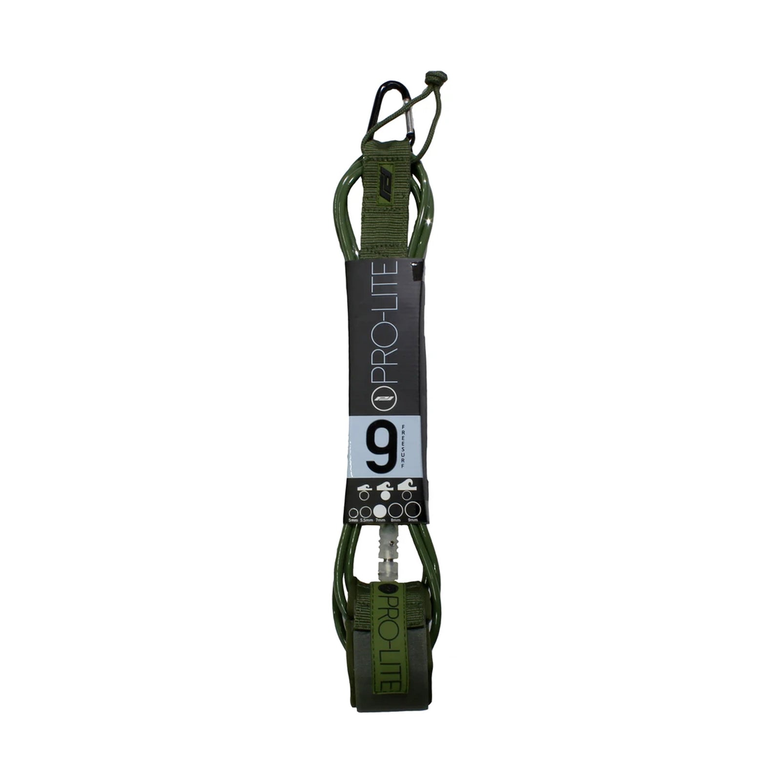 Pro-Lite Freesurf Longboard Ankle Surfboard Leash - 9'/Army Green