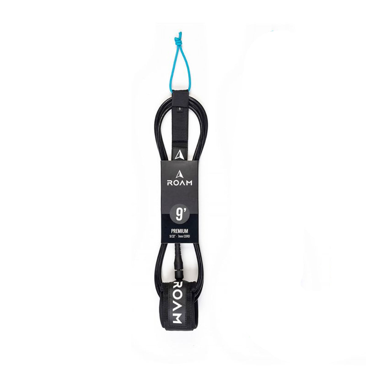 Roam Premium Longboard Ankle Surfboard Leash - 9'/Black