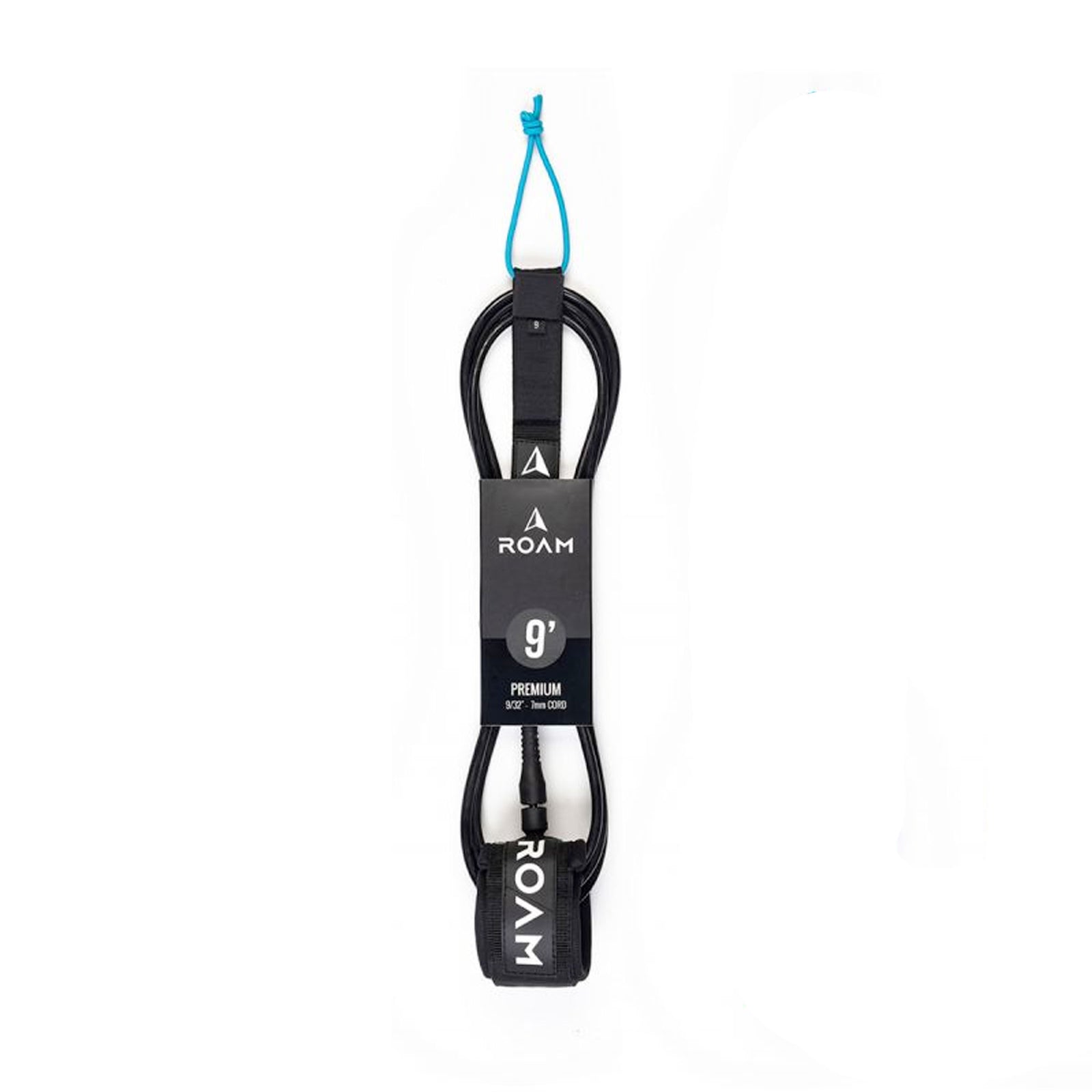 Roam Premium Longboard Ankle Surfboard Leash - 9'/Black
