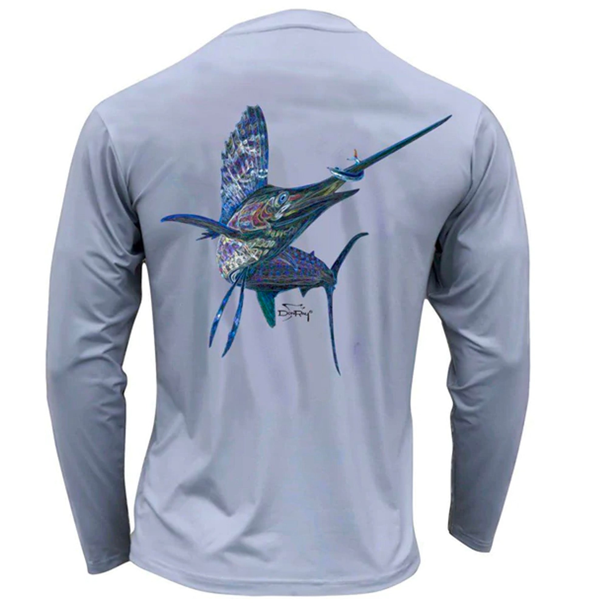 Tormenter Performance Men's Fishing Shirt, Electrified Sailfish Gray / XL