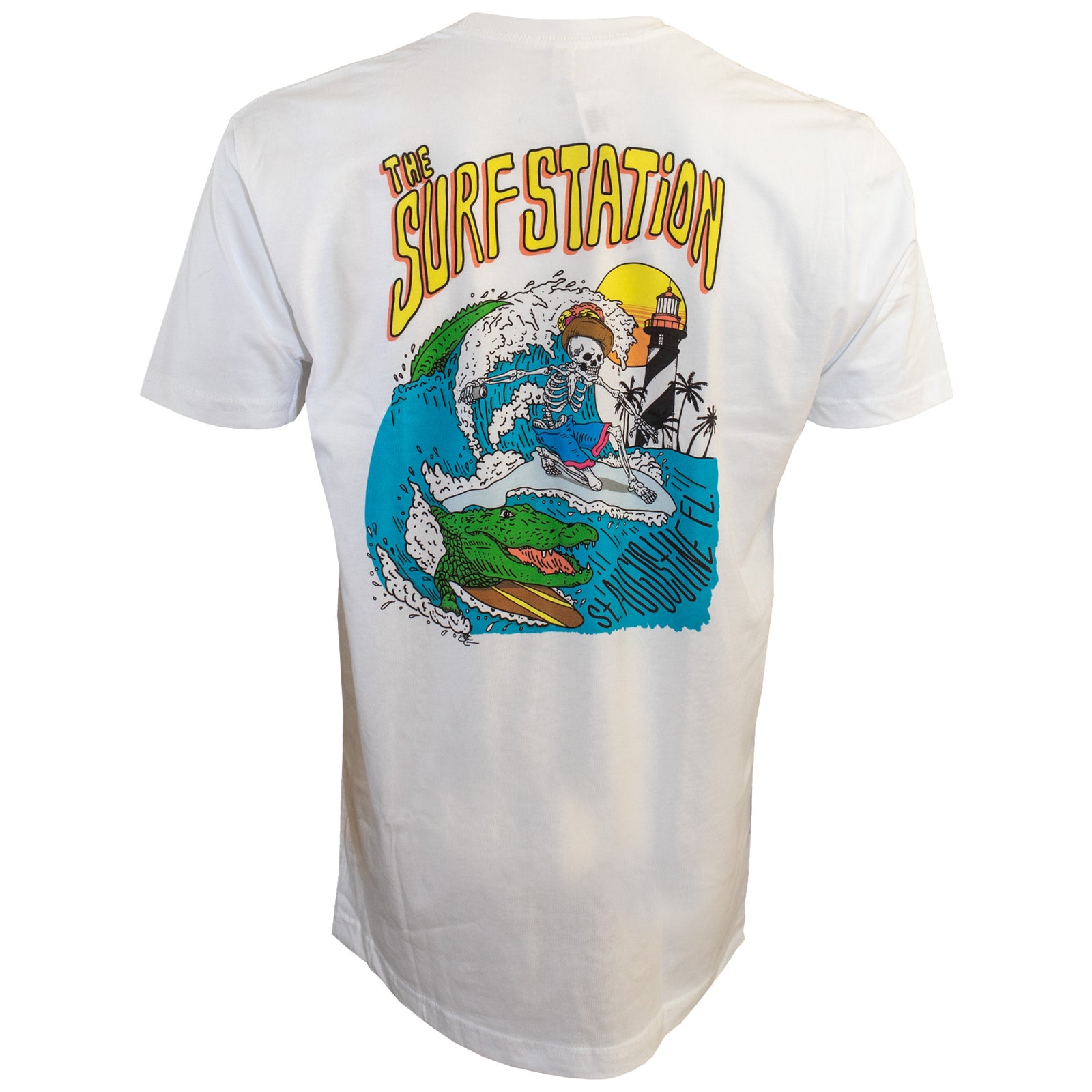 Surf Station x Edward Jiminez Skeleton Gator Men's S/S T-Shirt - White