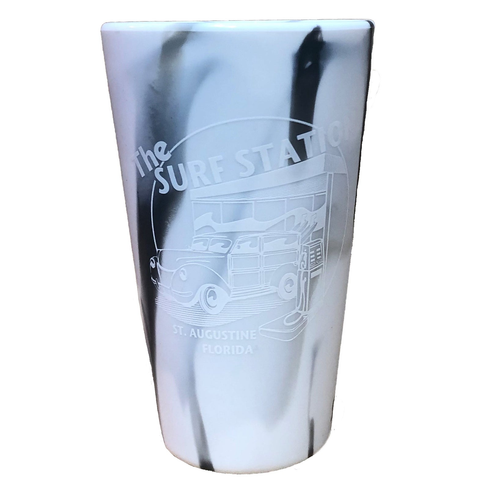 Surf Station Silipint Pint Cup - 16oz/White Marble/Woody