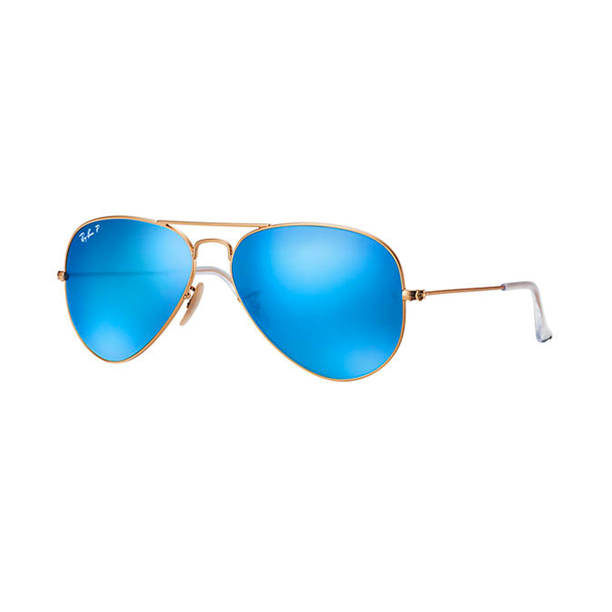 Ray-Ban RB3025 112/4L Aviator Flash Sunglasses - Matte Gold Frame - Polarized Blue Flash Lens - 58mm