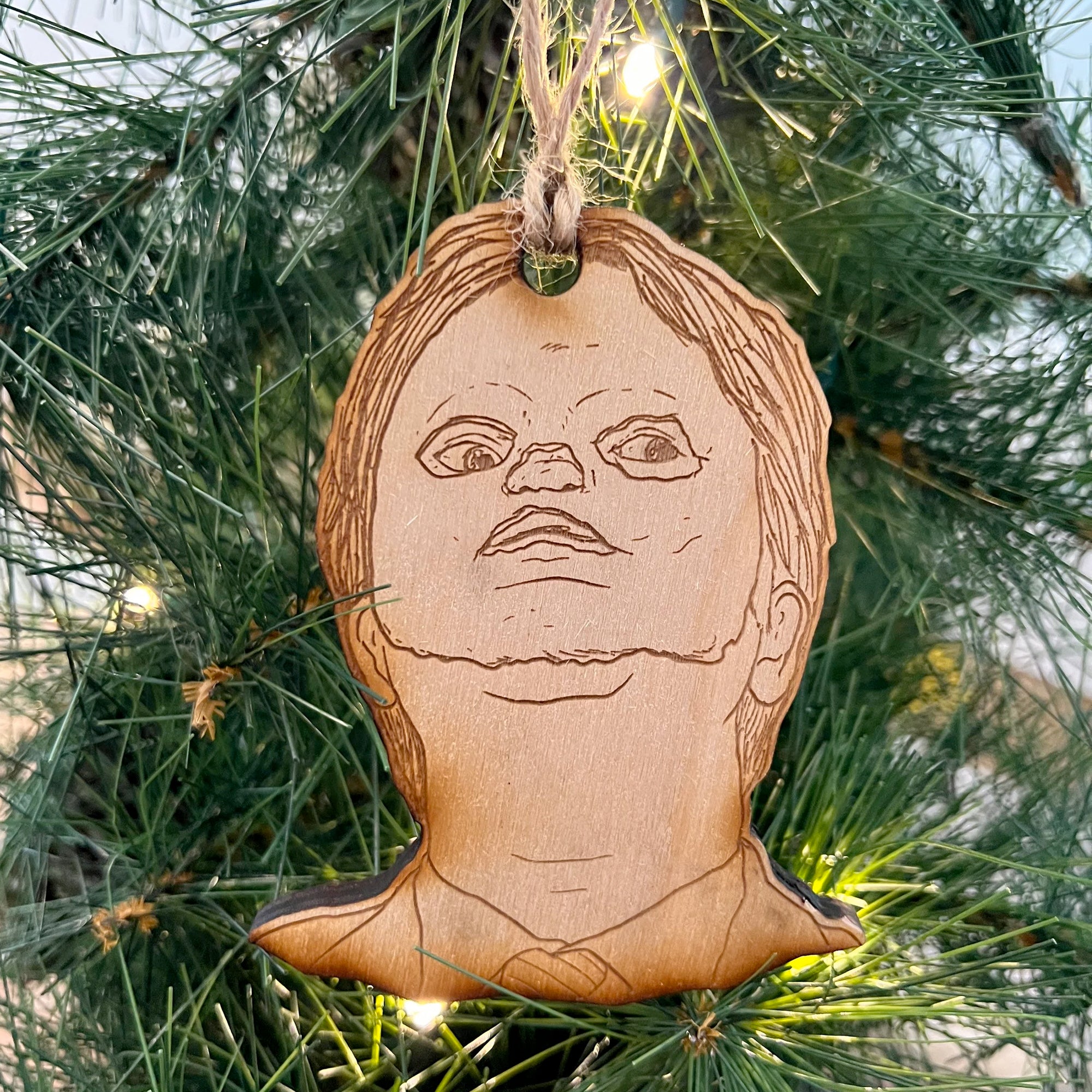 Tree Yoself Dwight Schrute CPR Dummy Mask Wooden Christmas Ornament