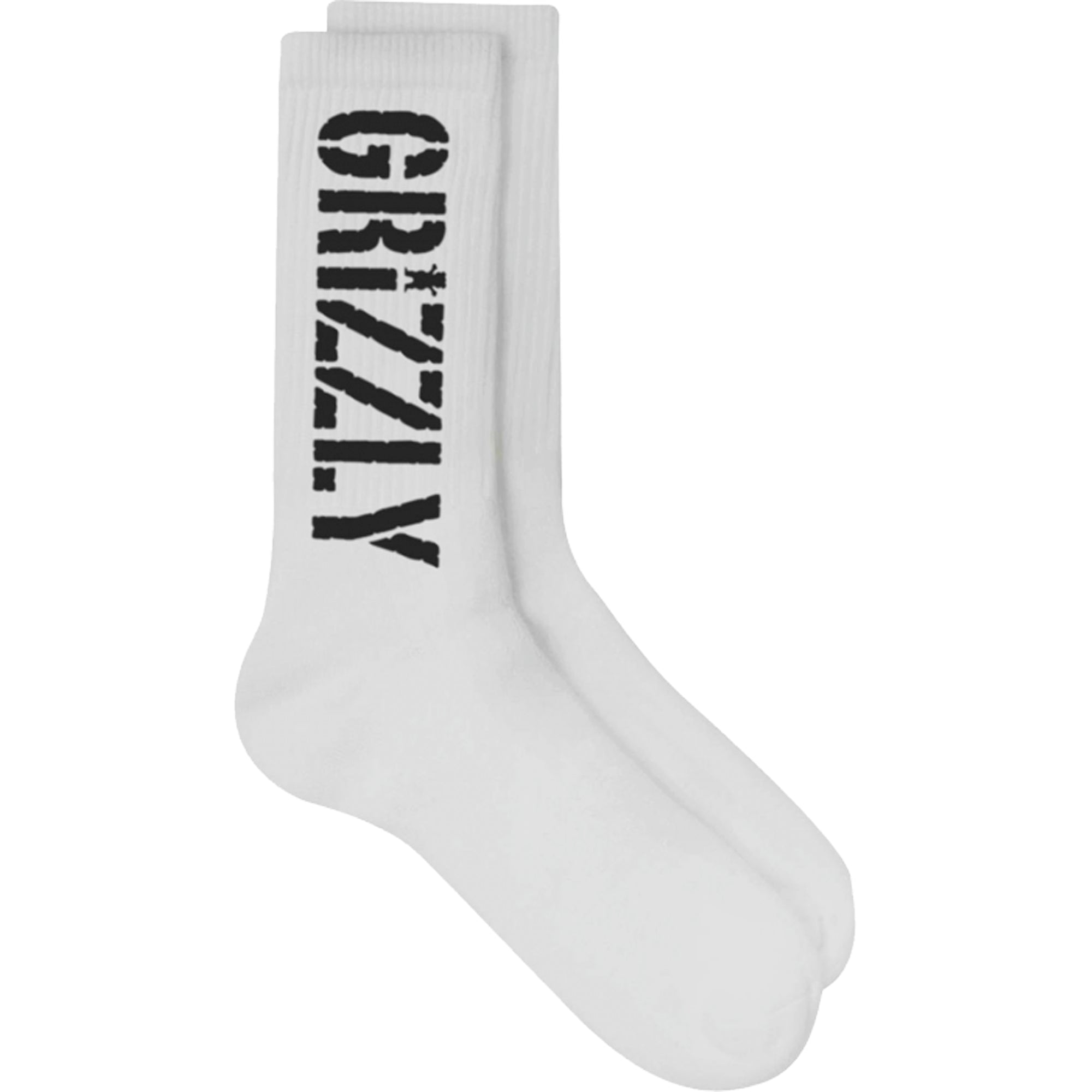 Grizzly Stamp Crew Socks - White/Black