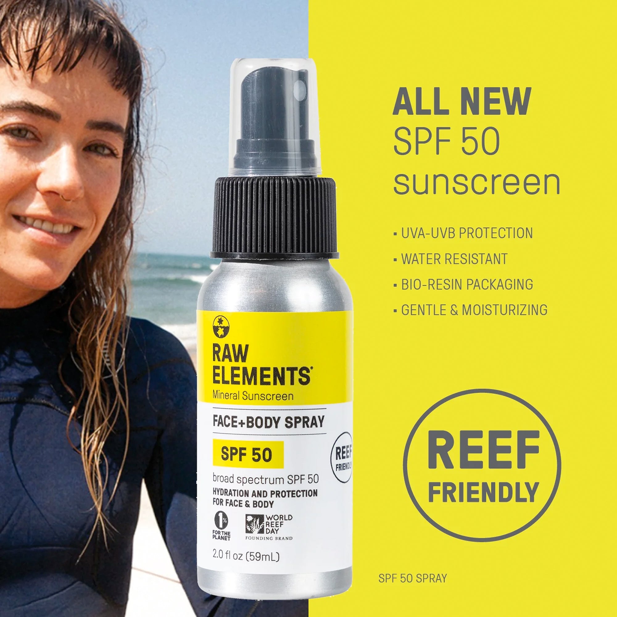 Raw Elements Face + Body Spray SPF 50 Sunscreen