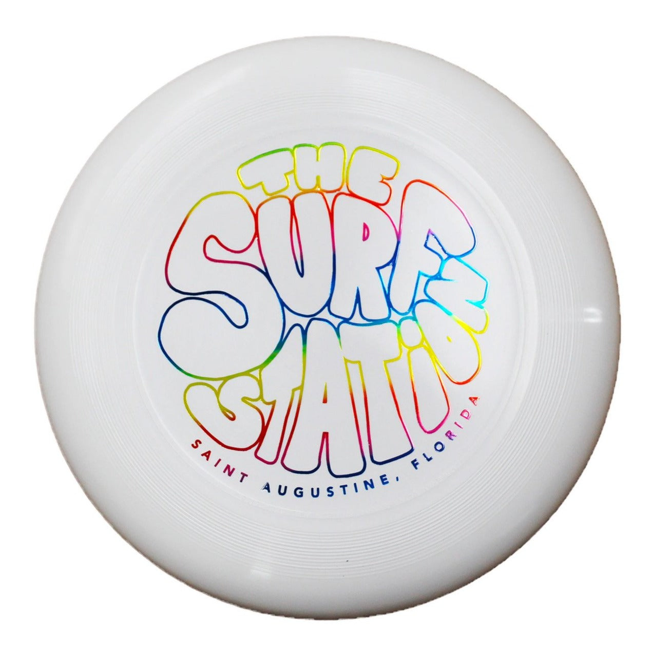 Surf Station x Discraft 175g Ultimate Frisbee - White/Rainbow Foil