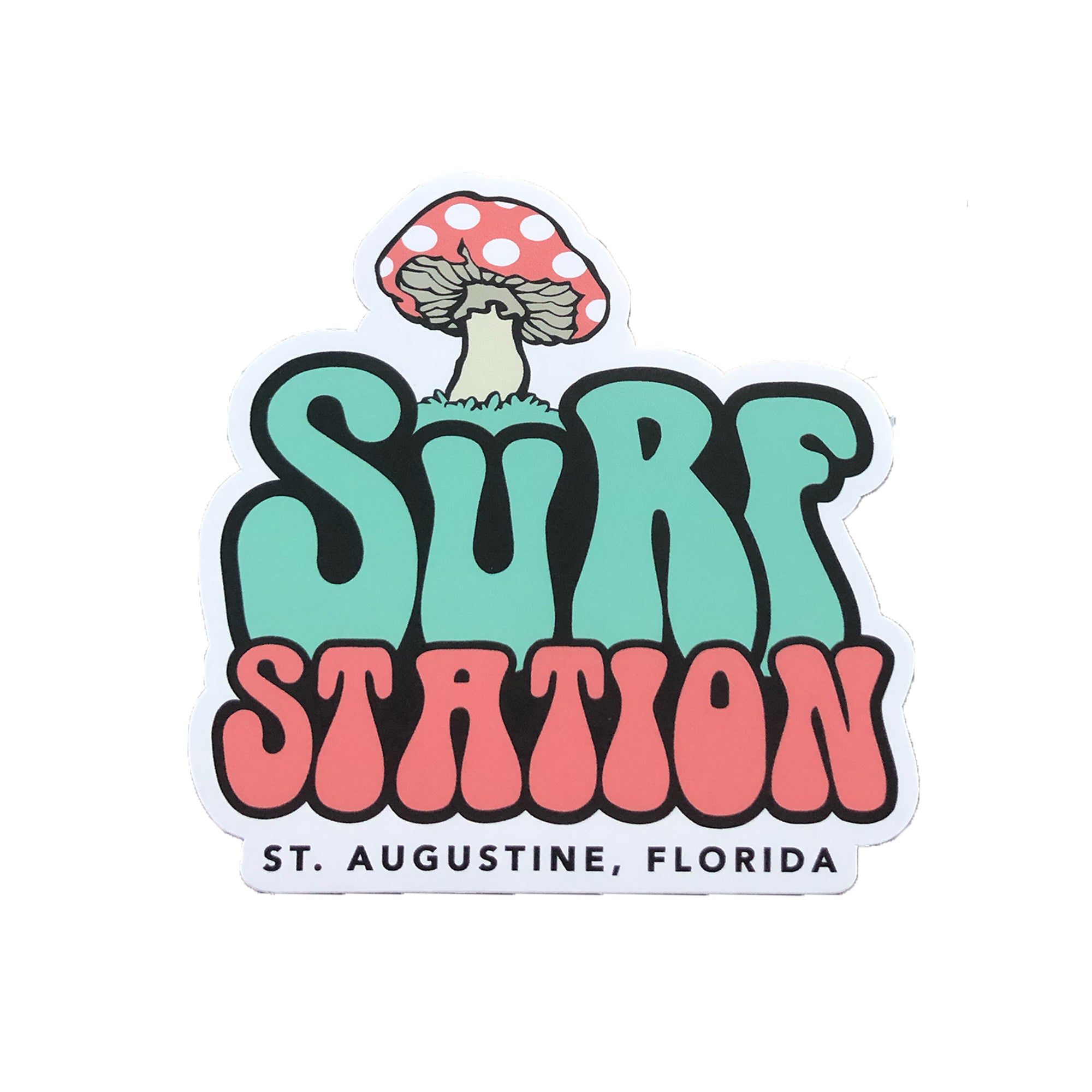 Surf Station Mushroom Field Sticker
